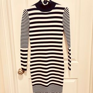 MICHAEL Michael Kors Stretch Knit Navy and White Striped Long Sleeve Dress